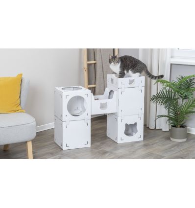 Meuble pour chats Casa Cara en carton 93x72x30 5 cm blanc