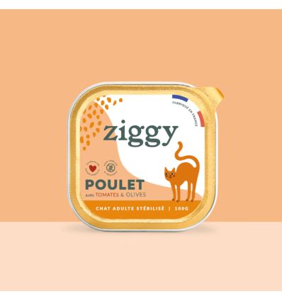 Ziggy - Pâtée Complète Chat Adulte Stérilisé- Poulet et Tomates 4x100g