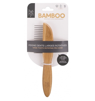 Brosse de toilettage chien: Peigne Bambou dents larges rotative Martin Sellier - 1