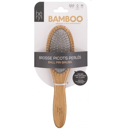 Brosse de toilettage picots perle bambou