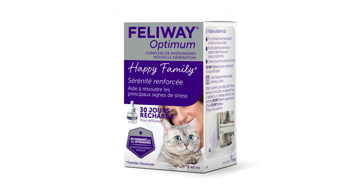 Diffuseur anti stress chat: Recharge Feliway Optimum (1 mois - 48ml) Feliway - 1