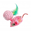 Souris tissu + Balle Sisal a Plumes