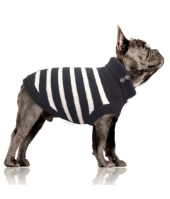 Pull pour chiens - Gwendal (pull rayé marine) Milk & Pepper - 3