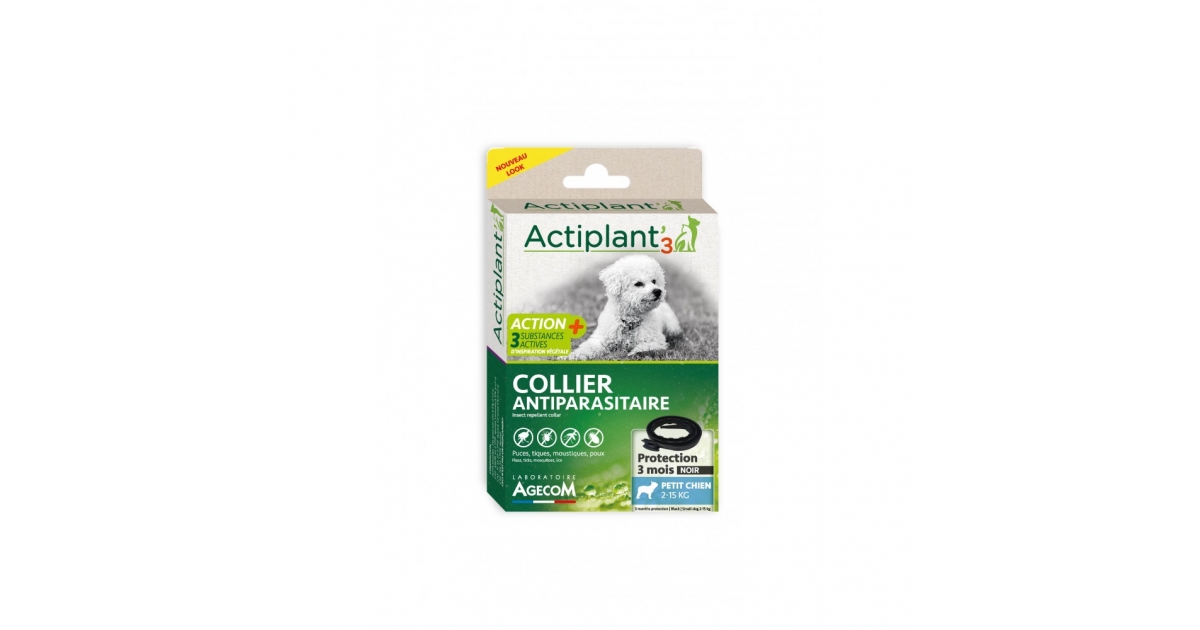 Collier anti-puce, tiques, moustique pour chien Actiplant - 1