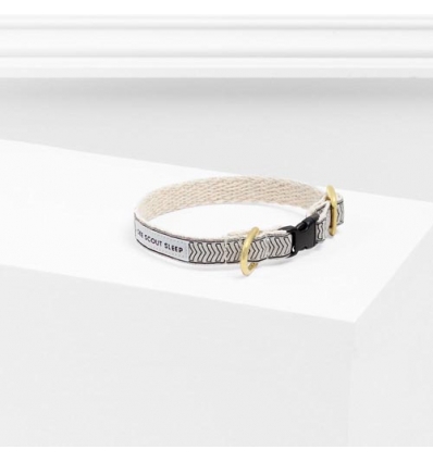 Cat Collar Chief I Bark, Cream, Black - Light