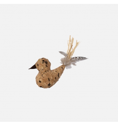 Oiseau en liège avec plumes Wouapy - 1