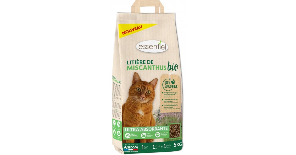 Litière pour chat Miscanthus Bio - Sac 5kg