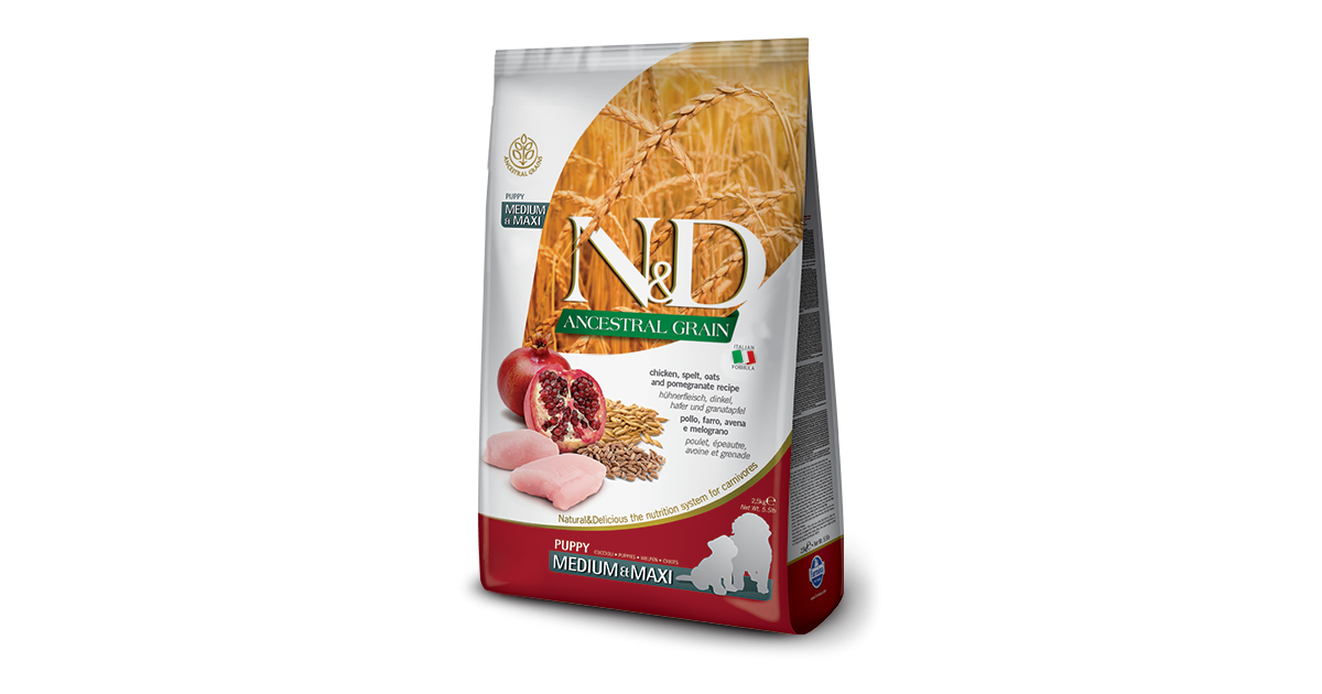 Croquettes pour chiens Farmina - N&D Ancestral Grain - Puppy Medium & Maxi - Poulet Grenade Farmina - 1