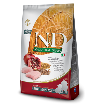 Croquettes pour chiens Farmina - N&D Ancestral Grain - Puppy Medium & Maxi - Poulet Grenade Farmina - 1