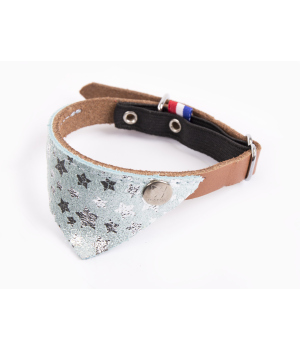 Accessoire de promenade pour chats - Collier cuir Miami coupé franc et bandana cuir fantaisie Martin Sellier - 1
