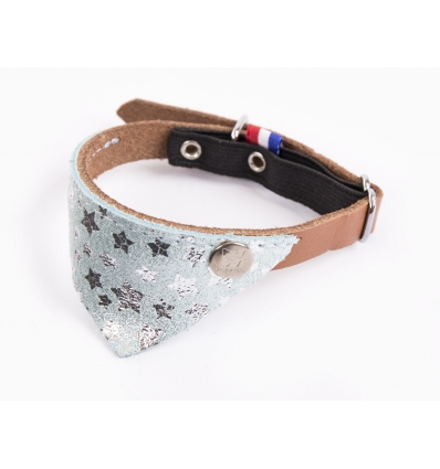 Collier cuir Miami coupé franc et bandana cuir fantaisie