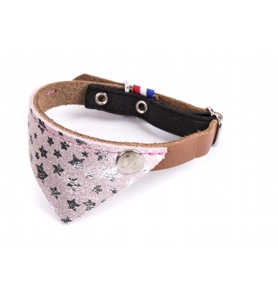 Accessoire de promenade pour chats - Collier cuir Miami coupé franc et bandana cuir fantaisie Martin Sellier - 4