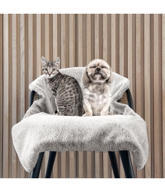 Couchage pour chiens - Plaid en fourrure / velours OPERA Milk & Pepper - 1