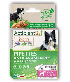Actiplant - 3 Pipettes antiparasitaires et apaisantes pour chiens 