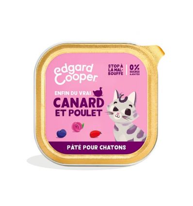 Animalerie pour chat : Edgar Cooper - Paté Canard et Poulet - Chaton