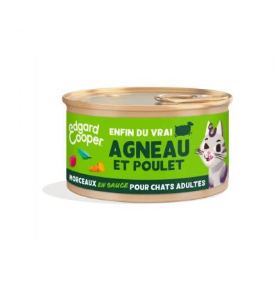 Animalerie pour chat : Edgar Cooper - Morceaux Agneau et Poulet - C