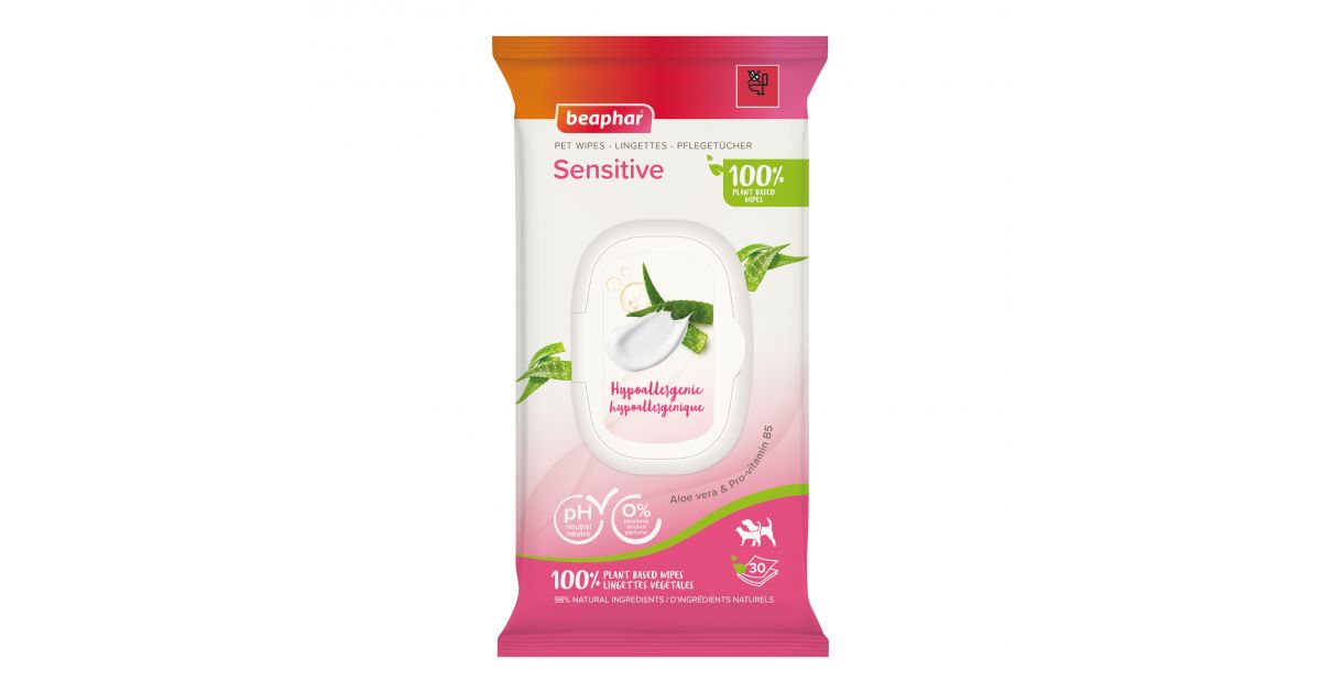 Accessoire d'hygiène pour chiens - 30 Lingettes Peaux Sensibles