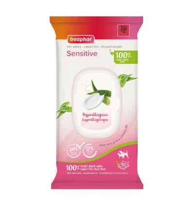 Accessoire d'hygiène pour chiens - 30 Lingettes Peaux Sensibles