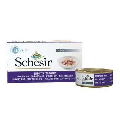 Schesir - Multipack6 x 50g Thon et Boeuf en gelée (boite)