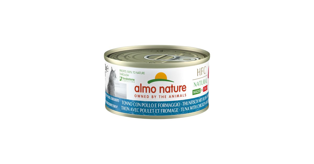 Almo Nature - Boîte HFC Natural Made in Italy Thon Poulet Fromage