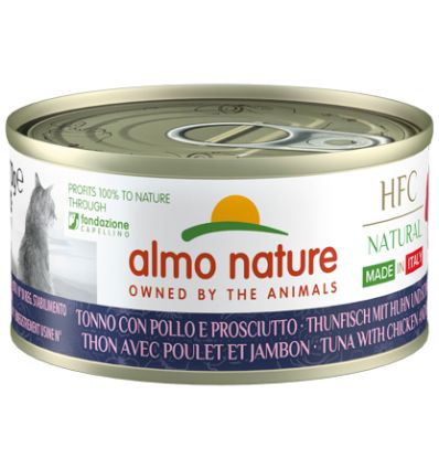 Almo Nature - Boîte HFC Natural Made in Italy Thon Poulet Jambon