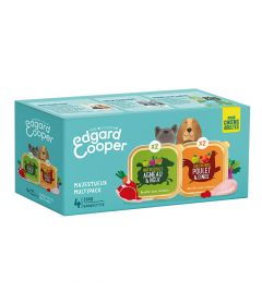 Edgar Cooper - Multipack 4 barquettes 300g pour chien Agneau Boeuf et Poulet Dinde