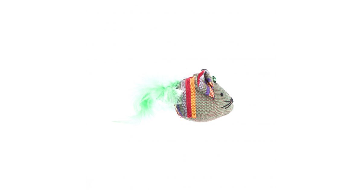 jouet souris plume vert 