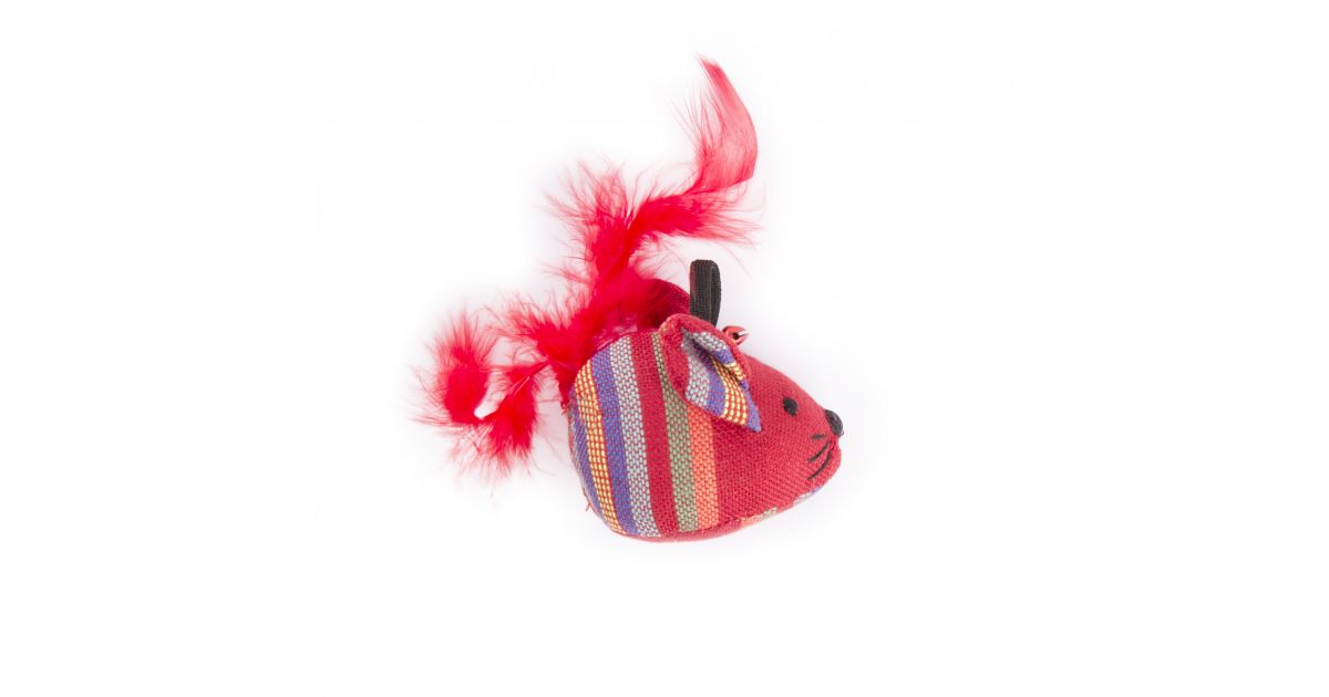 jouet souris plume rouge 