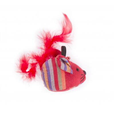 jouet souris plume rouge 