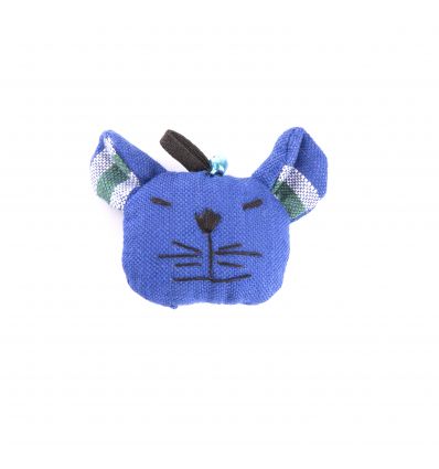 jouet tête de chat bleu