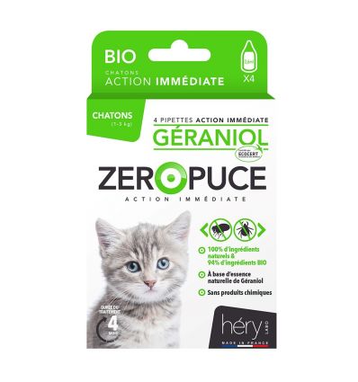 4 Pipettes Géraniol Bio chaton