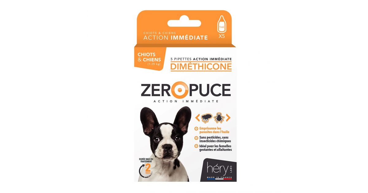 5 Pipettes Diméthicone chiot et petit chien 