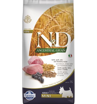 Farmina - N&D Ancestral Grain - Chien Adult Mini - Agneau myrtille
