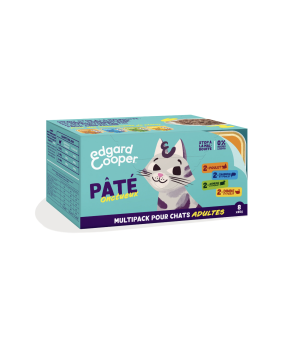 Edgar Cooper -8x85g Chat Multipack Morceaux de Saumon, poulet, dinde, agneau